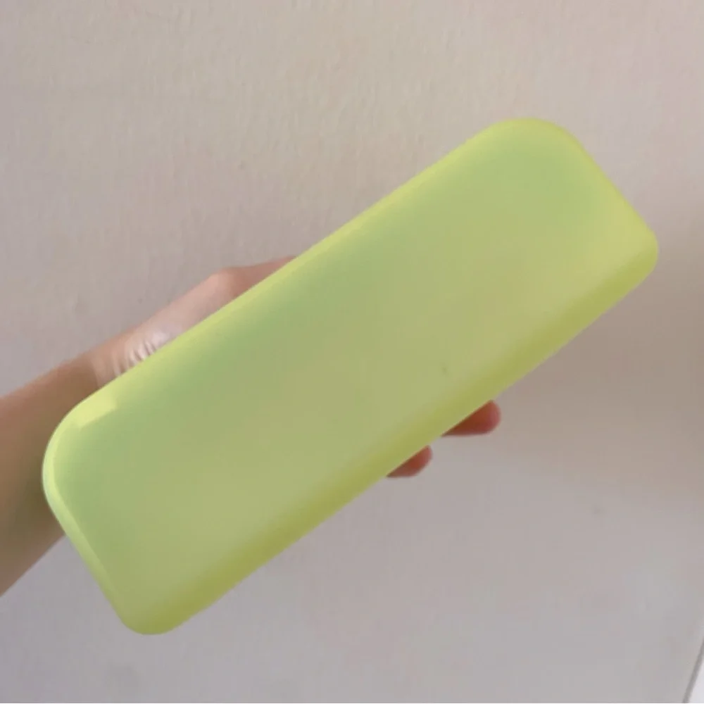 Yellow Silicon Pencil Case with Blue Zipper
